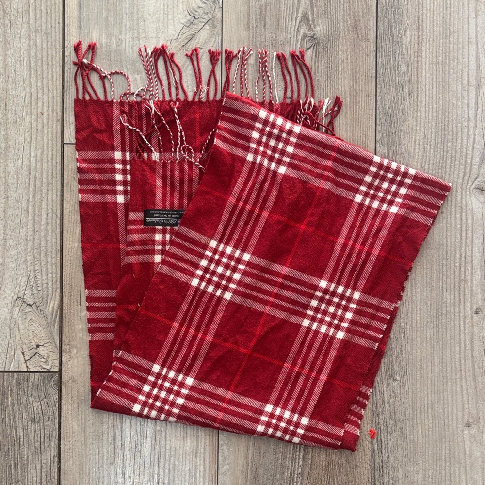 Red Plaid Cashmere Scarf